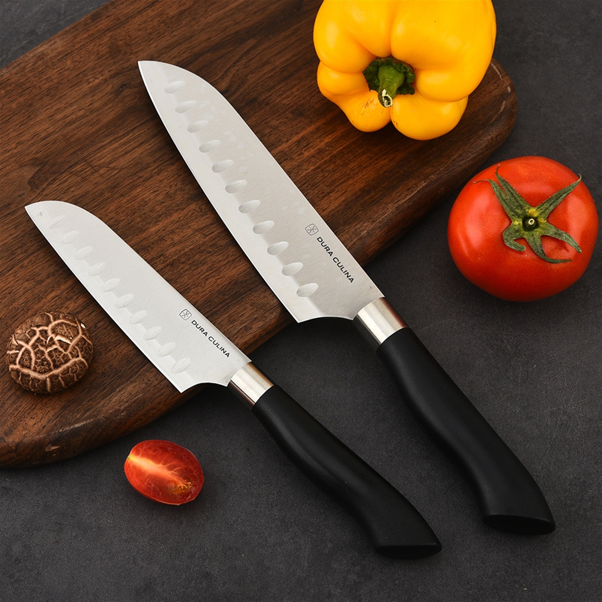5 Piece Kitchen Knife Set With Matching Blade Guards, Black