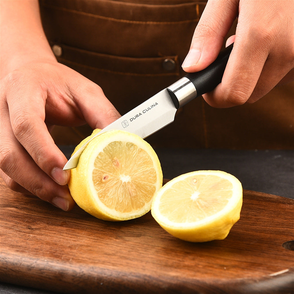 5 Piece Kitchen Knife Set With Matching Blade Guards, Black