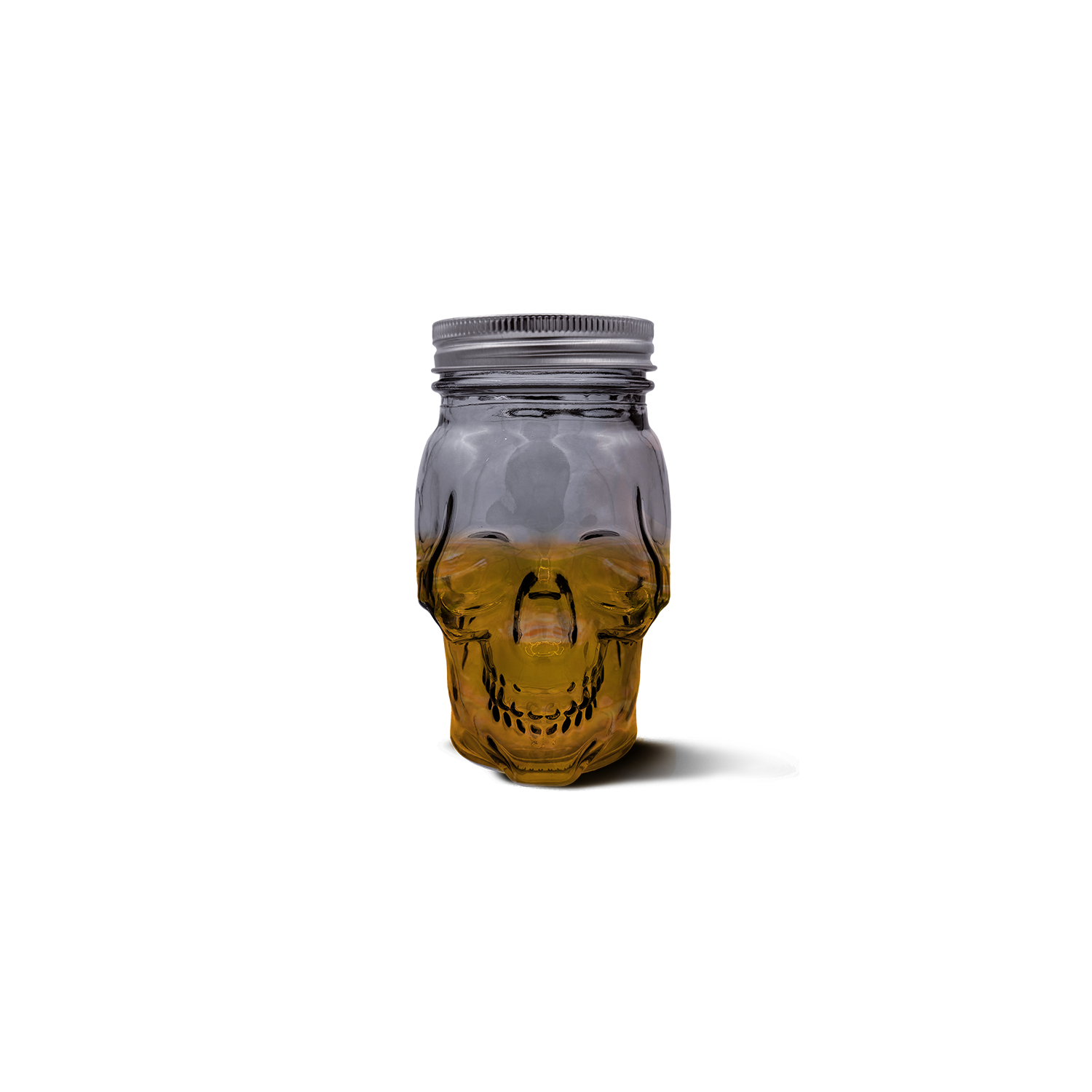 Skull Mason Jar with Lid, 4-Piece Set (2 skull Mason Jars & 2 Lids) 16oz, Smoke