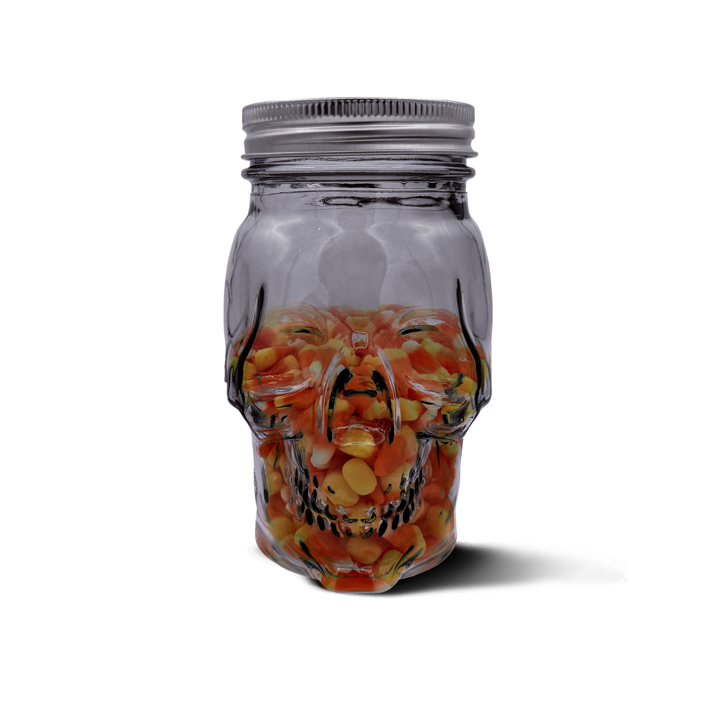 Skull Mason Jar with Lid, 4-Piece Set (2 skull Mason Jars & 2 Lids) 16oz, Smoke