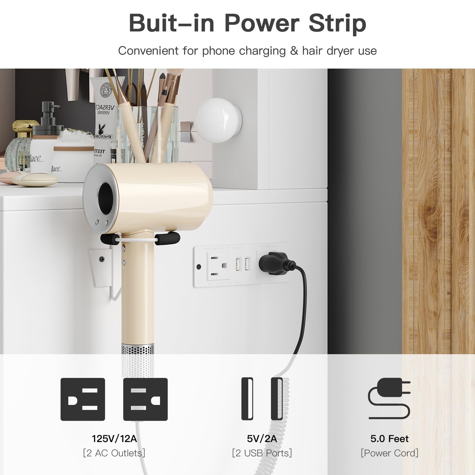 Yanosaku VD001 Bedroom Makeup Vanity desk with LED Mirror, 5 Drawers