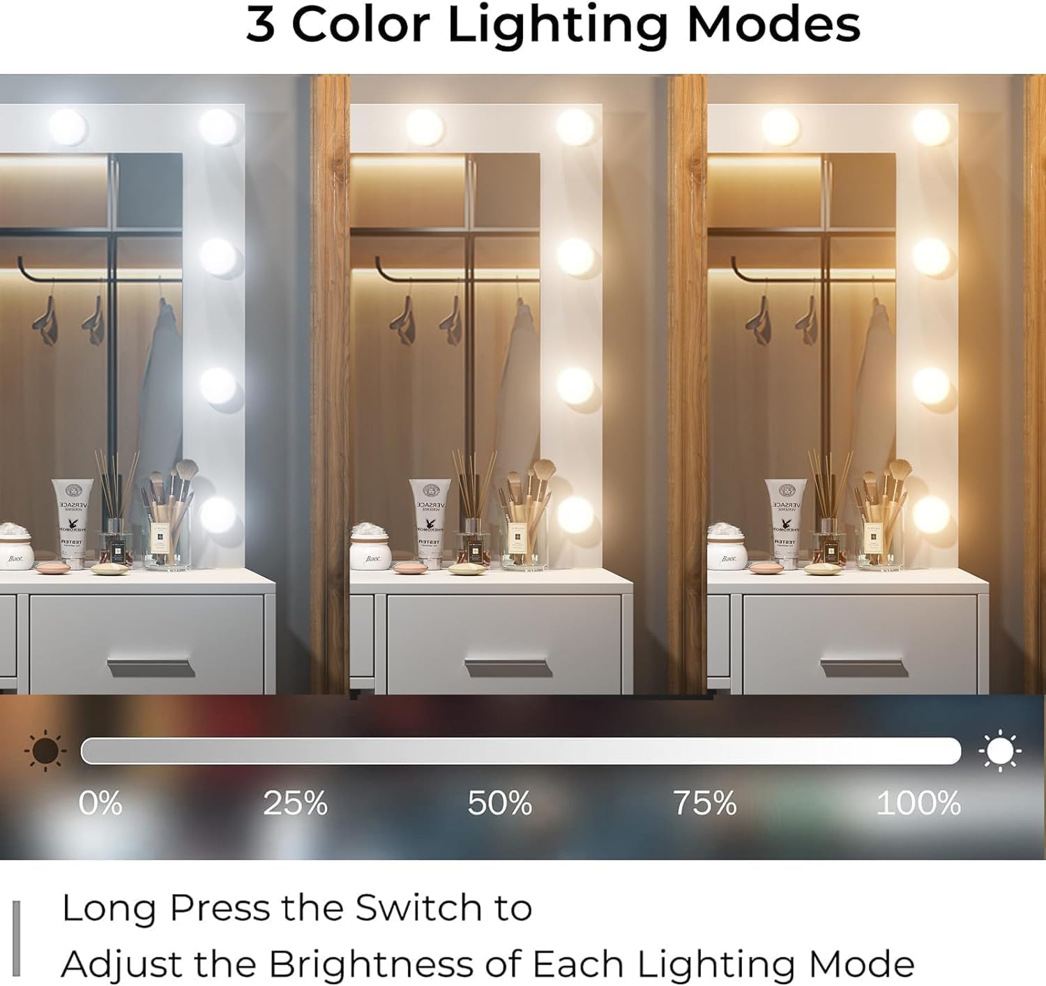 Yanosaku VD001 Bedroom Makeup Vanity desk with LED Mirror, 5 Drawers