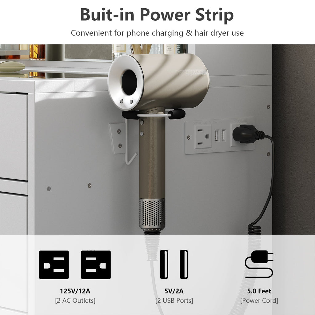 Yanosaku VD010 Bedroom Makeup Vanity desk with LED MirrorLED Mirror, 9 Drawers-4